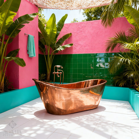 Luxury Handmade Copper Slipper Bath Tub - 100% Natural Brass Bathtub