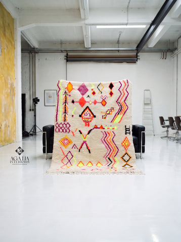 Beni Ourain Rug, Moroccan Teppich Handwoven | Natural Wool | Pink Option, Custom Sizes