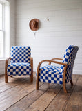 Mid-Century Modern Lounge Chairs - 2 Custom Vibrant Checkered Accents for Home Styles
