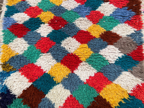 Vintage Moroccan Boucherouite Rug, Handmade Berber Carpet, Boho Area Rug, 5.5ft X 2.9ft, One of a Kind Moroccan Rug, Tribal Home Decor