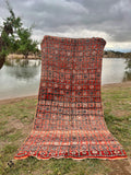 Vintage Boujad Rug, Handmade Wool Berber Carpet, Boho Tribal Area Rug, 9.9ft X 4.9ft