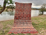 Vintage Boujad Rug, Handmade Wool Berber Carpet, Boho Tribal Area Rug, 9.9ft X 4.9ft