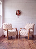 Mid-Century Modern Lounge Chairs - 2 Custom Vibrant Checkered Accents for Home Styles