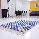 Funky Moroccan Wool Rug: Checkered Rug, Berber Beni Ourain Style